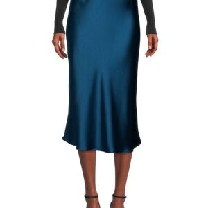 Elegant Blue Satin Skirt